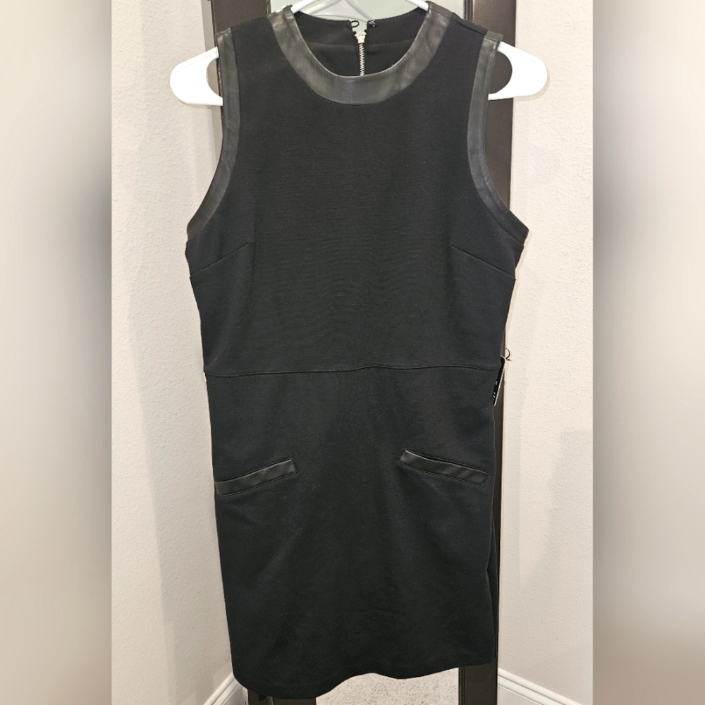 Express LBD with faux leather trim new with tag